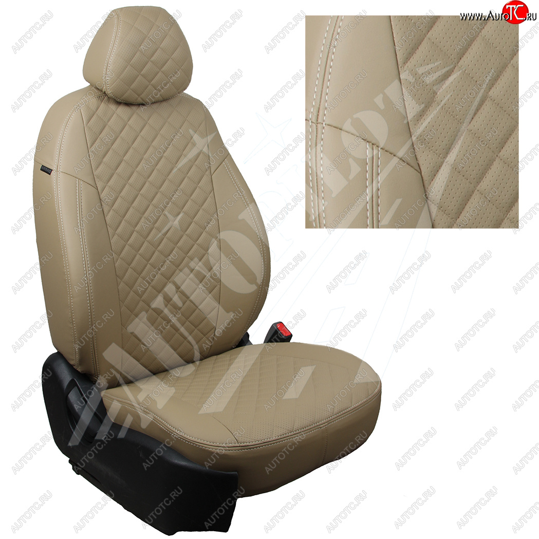 14 449 р. Чехлы сидений AUTOPILOT Экокожа Ромб (задняя спинка 40/60)  Renault Duster  HM (2021-2024) рестайлинг (Темно бежевый + Темно бежевый)  с доставкой в г. Пермь