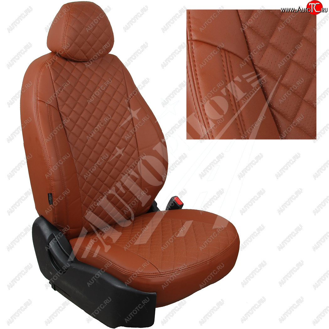 14 449 р. Чехлы сидений AUTOPILOT Экокожа Ромб (задняя спинка 40/60)  Renault Duster  HM (2021-2024) рестайлинг (Коричневый + Коричневый)  с доставкой в г. Пермь