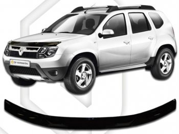 1 999 р. Дефлектор капота CA-Plastic Renault Duster HS рестайлинг (2015-2021) (серия Classic черный, Без надписи)  с доставкой в г. Пермь. Увеличить фотографию 2