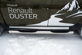 22 549 р. Пороги труба d76 с накладкой SLITKOFF (чёрные V2)  Renault Duster  HS (2015-2021) рестайлинг  с доставкой в г. Пермь. Увеличить фотографию 2