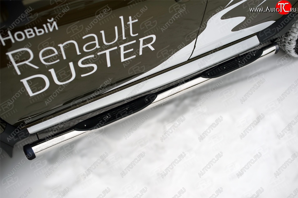 22 549 р. Пороги труба d76 с накладкой SLITKOFF (чёрные V2)  Renault Duster  HS (2015-2021) рестайлинг  с доставкой в г. Пермь