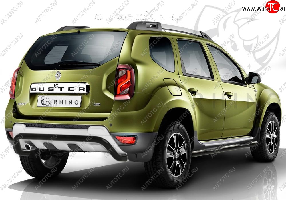 24 549 р. Пороги труба d76 с накладкой ч. сталь SLITKOFF. (v3)  Renault Duster  HS (2015-2021) рестайлинг  с доставкой в г. Пермь