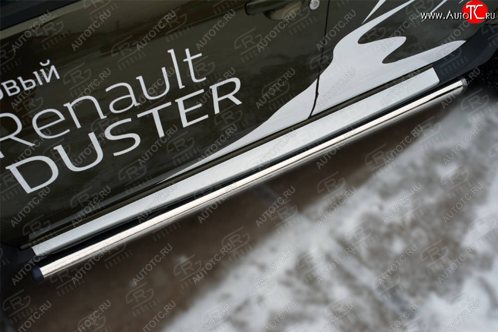 18 799 р. Защита порогов (Ø63 мм, нержавейка) SLITKOFF  Renault Duster  HS (2015-2021) рестайлинг (с пластиковыми заглушками)  с доставкой в г. Пермь