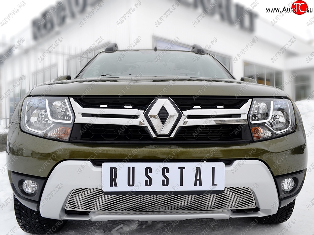 5 999 р. Защитная решётка в воздуховод бампера Russtal (нержавейка) Renault Duster HS рестайлинг (2015-2021)  с доставкой в г. Пермь