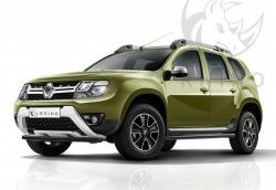 Защита переднего бампера (Ø63 мм, с полимерным покрытием) SLITKOFF Renault Duster HS рестайлинг (2015-2021)