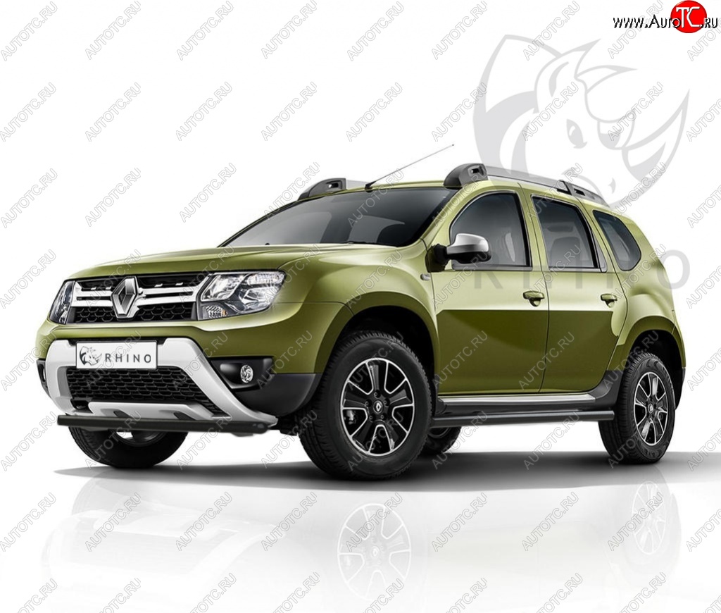 8 449 р. Защита переднего бампера (Ø63 мм, с полимерным покрытием) SLITKOFF Renault Duster HS рестайлинг (2015-2021) (черный)  с доставкой в г. Пермь
