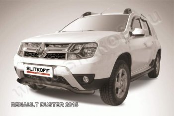 Защита переднего бампер (сталь с полимерным покрытием, волна 57 мм) Slitkoff Renault Duster HS рестайлинг (2015-2021)
