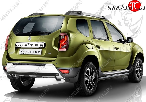 19 999 р. Защита порогов из круглой трубы диаметром 63 мм SLITKOFF Renault Duster HS рестайлинг (2015-2021) (Сталь с полимерным покрытием. Цвет: чёрный )  с доставкой в г. Пермь