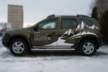 Защита порогов из круглой трубы диаметром 63 мм Russtal v23 Renault Duster  HS (2015-2021) рестайлинг (Сталь с полимерным покрытием. Цвет: серебристый)