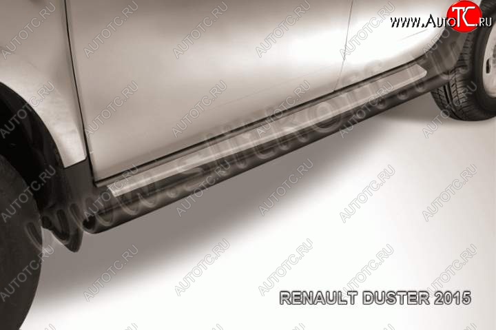 10 599 р. Защита порогов Slitkoff Renault Duster HS рестайлинг (2015-2021) (Цвет: серебристый)  с доставкой в г. Пермь