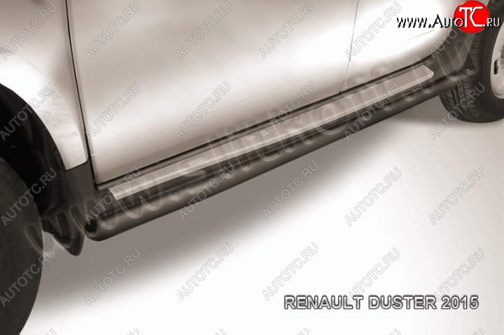 11 599 р. Защита порогов Slitkoff Renault Duster HS рестайлинг (2015-2021) (Цвет: серебристый)  с доставкой в г. Пермь