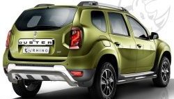 Защита заднего бампера (Ø63 мм волна под машину, нержавейка) SLITKOFF Renault Duster  HS (2015-2021) рестайлинг