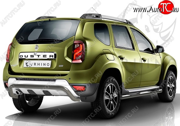 18 299 р. Защита заднего бампера (Ø63 мм волна под машину, нержавейка) SLITKOFF  Renault Duster  HS (2015-2021) рестайлинг  с доставкой в г. Пермь