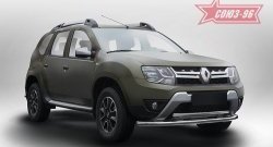 Защита переднего бампера двойная Souz-96 (d60/42). Renault Duster  HS (2015-2021) рестайлинг