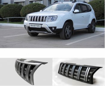 Решетка радиатора Next Renault Duster HS дорестайлинг (2010-2015) (цвет: Серебро с черным матовым)