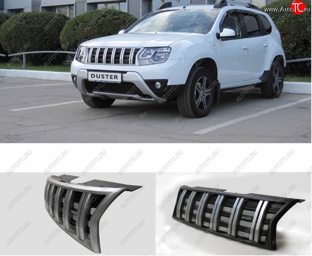7 099 р. Решетка радиатора Next Renault Duster HS рестайлинг (2015-2021) (цвет: Серебро с черным матовым)  с доставкой в г. Пермь