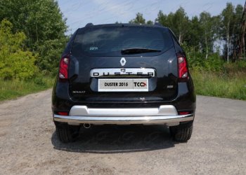 Защита заднего бампера (овальная длинная) ТСС (нержавейка d 75х42 мм) Renault Duster  HS (2015-2021) рестайлинг
