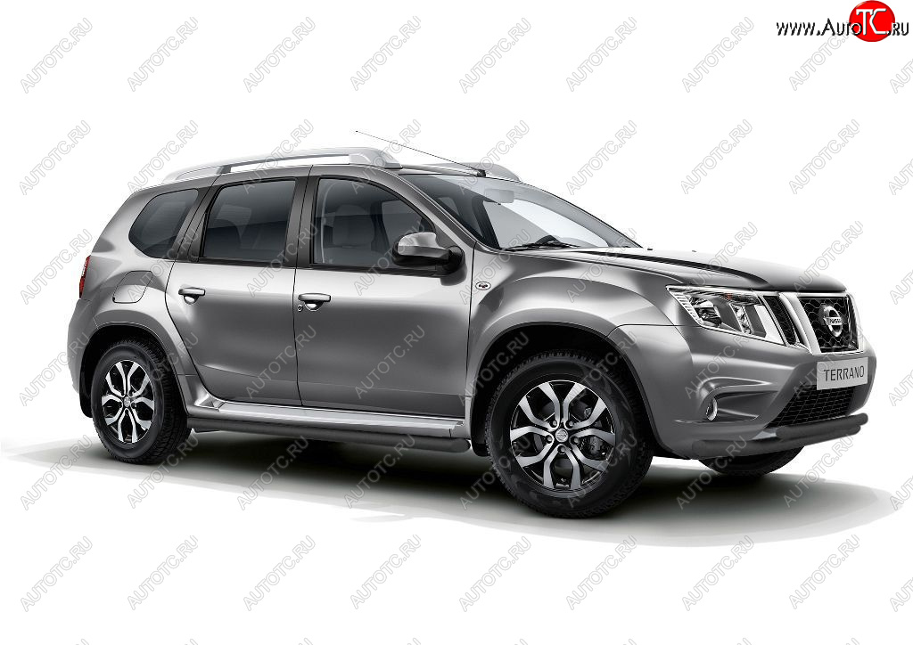 7 249 р. Защита порогов вогнутая из трубы Ø63 Petroil Tuning  Nissan Terrano  D10 (2013-2022), Renault Duster  HS (2010-2021) (шагрень ППК)  с доставкой в г. Пермь