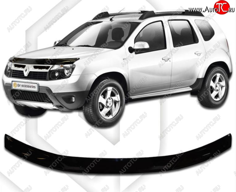 1 999 р. Дефлектор капота CA-Plastic Renault Duster HS дорестайлинг (2010-2015) (Classic черный, Без надписи)  с доставкой в г. Пермь
