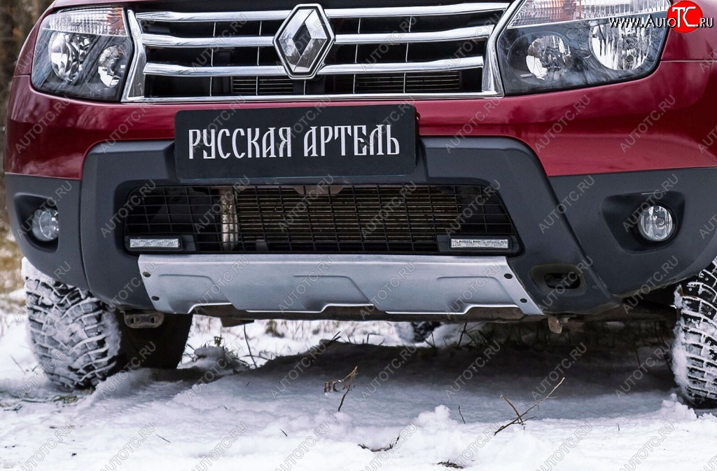 3 399 р. Накладка переднего бампера RA  Renault Duster  HS (2010-2015) дорестайлинг (Поверхность шагрень (серый металлик))  с доставкой в г. Пермь