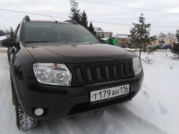 3 299 р. Решётка радиатора Sport Renault Duster HS дорестайлинг (2010-2015) (Неокрашенная)  с доставкой в г. Пермь. Увеличить фотографию 7