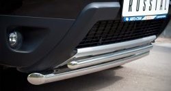 16 299 р. Защита переднего бампера (2 трубыØ63 и 42 мм, нержавейка) SLITKOFF  Renault Duster  HS (2010-2015) дорестайлинг  с доставкой в г. Пермь. Увеличить фотографию 2