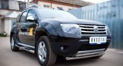 16 299 р. Защита переднего бампера (2 трубыØ63 и 42 мм, нержавейка) SLITKOFF  Renault Duster  HS (2010-2015) дорестайлинг  с доставкой в г. Пермь. Увеличить фотографию 3