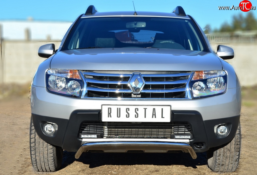 13 399 р. Защита переднего бампера (Ø42 мм, нержавейка, 4х4) SLITKOFF  Renault Duster  HS (2010-2015) дорестайлинг  с доставкой в г. Пермь