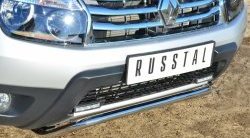 13 399 р. Защита переднего бампера (Ø42 мм, нержавейка, 4х4) SLITKOFF  Renault Duster  HS (2010-2015) дорестайлинг  с доставкой в г. Пермь. Увеличить фотографию 2