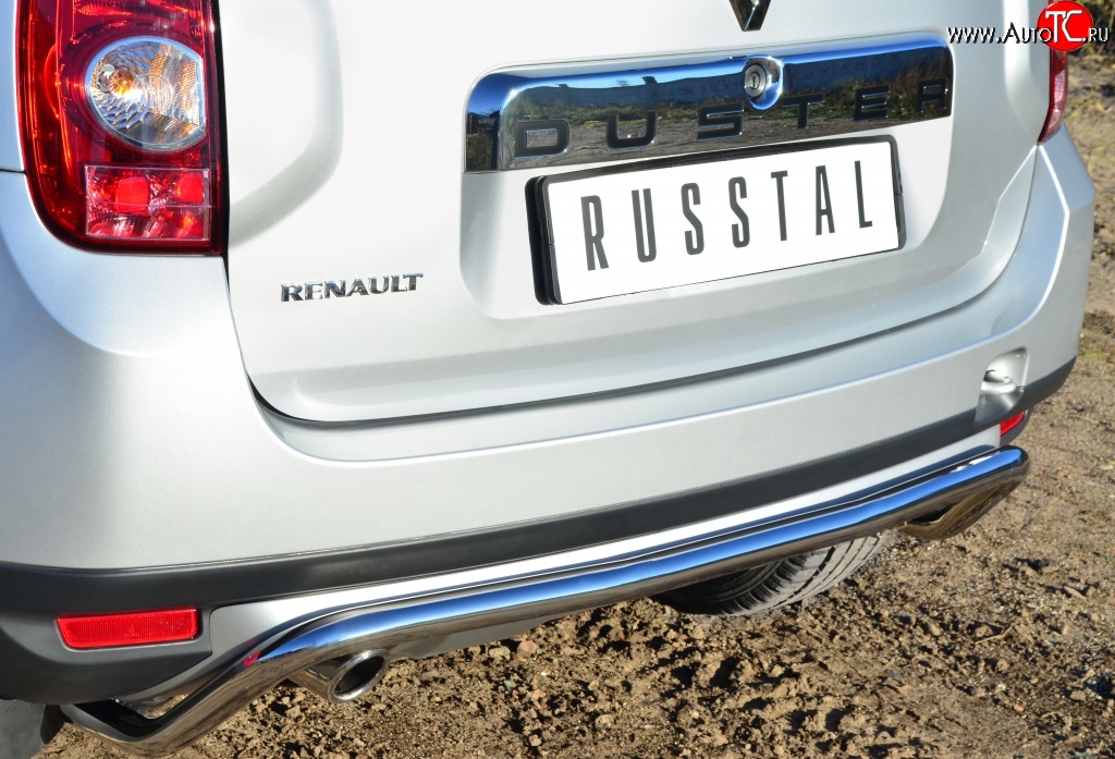 12 549 р. Защита заднего бампера (Ø42 мм волна короткая, нержавейка) SLITKOFF  Renault Duster  HS (2010-2015) дорестайлинг  с доставкой в г. Пермь
