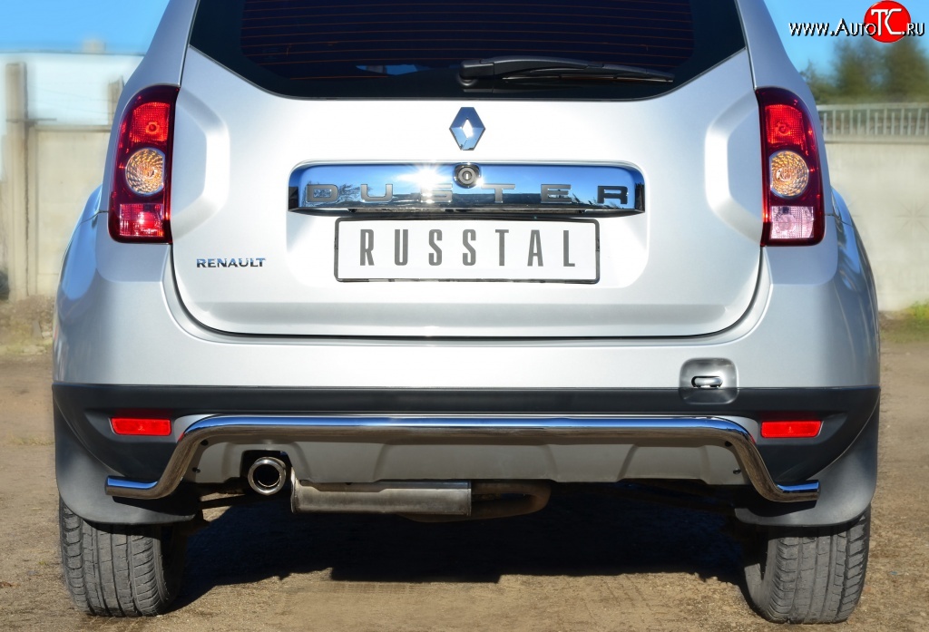 13 399 р. Защита заднего бампера (Ø42 мм волна, нержавейка, 4х4) SLITKOFF  Renault Duster  HS (2010-2015) дорестайлинг  с доставкой в г. Пермь