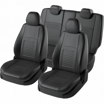 6 799 р. Чехлы для сидений Lord Autofashion Турин (экокожа, сплошная спинка, 2 П-образных подголовника)  Renault Duster  HS - Sandero  (BS) (Черный, вставка черная)  с доставкой в г. Пермь. Увеличить фотографию 2