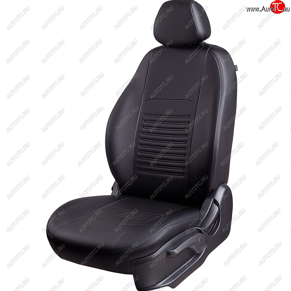 6 799 р. Чехлы для сидений Lord Autofashion Турин (экокожа, сплошная спинка, 2 П-образных подголовника)  Renault Duster  HS - Sandero  (BS) (Черный, вставка черная)  с доставкой в г. Пермь