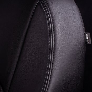 6 799 р. Чехлы для сидений Lord Autofashion Турин (экокожа, сплошная спинка, 2 П-образных подголовника)  Renault Duster  HS - Sandero  (BS) (Черный, вставка черная)  с доставкой в г. Пермь. Увеличить фотографию 4