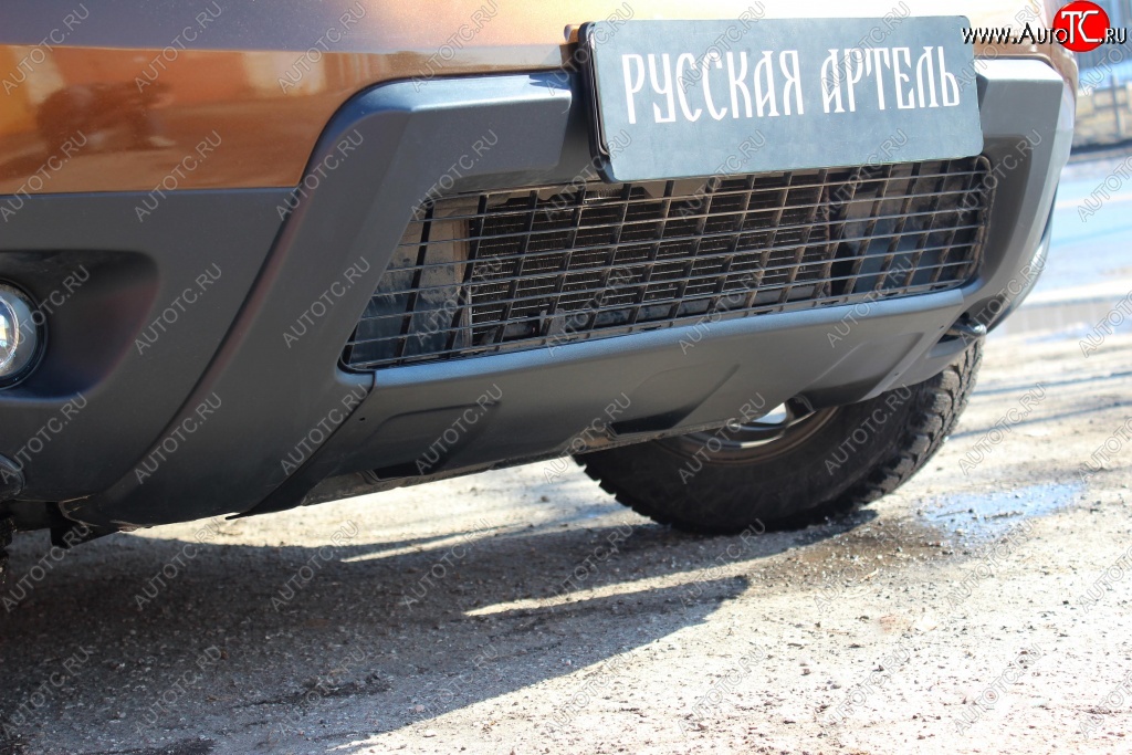 6 449 р. Накладка на передний бампер RA (усиленная)  Renault Duster  HS (2010-2015) дорестайлинг (Поверхность шагрень (серый металлик))  с доставкой в г. Пермь