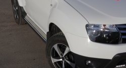 Защита порогов с площадкой для ног из круглой трубы диаметром 63 мм Petroil Tuning Renault Duster  HS (2010-2021) дорестайлинг, рестайлинг (Нержавеющая полированная сталь)