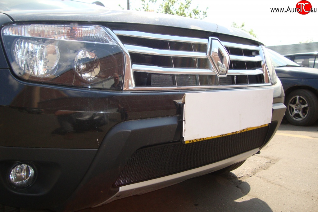 1 469 р. Сетка на бампер Russtal (хром) Renault Duster HS дорестайлинг (2010-2015)  с доставкой в г. Пермь