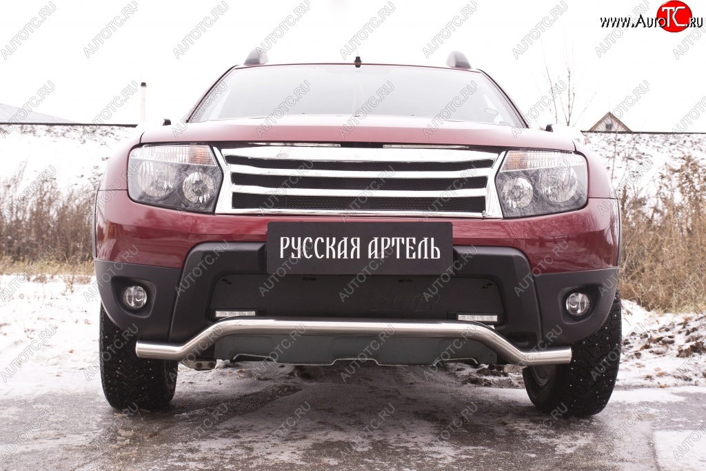 1 449 р. Зимняя заглушка решетки переднего бампера (с дхо и обвесом) РА  Renault Duster  HS (2010-2015) дорестайлинг  с доставкой в г. Пермь