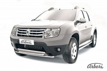 Защита переднего бампера Arbori Renault Duster  HS (2010-2015) дорестайлинг
