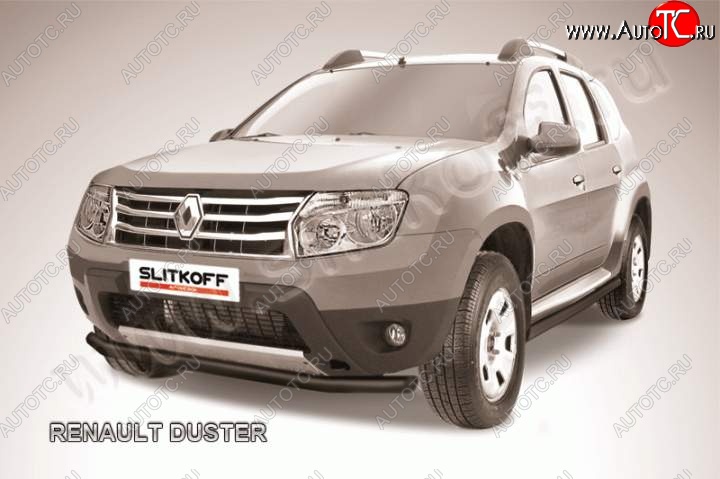 7 499 р. Защита переднего бампер Slitkoff Renault Duster HS дорестайлинг (2010-2015) (Цвет: серебристый)  с доставкой в г. Пермь