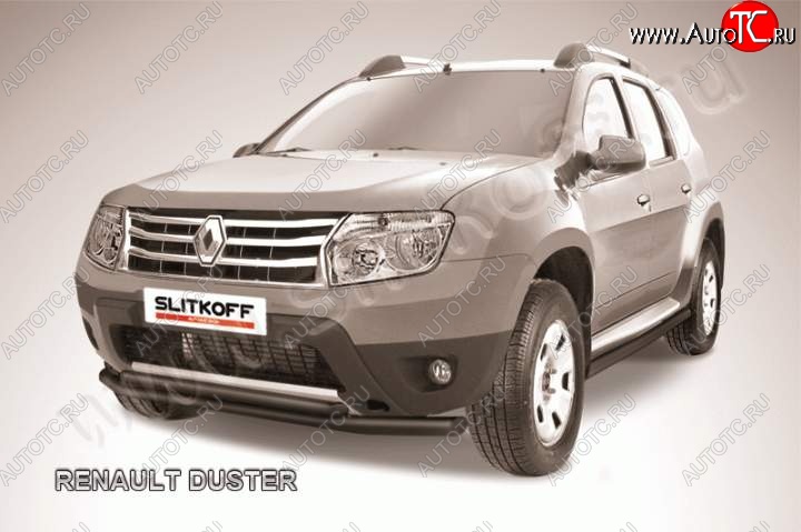 8 599 р. защита переднего бампера Slitkoff Renault Duster HS дорестайлинг (2010-2015) (Цвет: серебристый)  с доставкой в г. Пермь