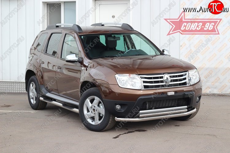 15 704 р. Защита переднего бампера двойная Souz-96 (d60/42)  Renault Duster  HS (2010-2015) дорестайлинг  с доставкой в г. Пермь