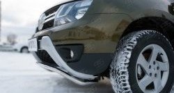 11 349 р. Защита переднего бампера (Ø42 мм волна, нержавейка) SLITKOFF  Renault Duster  HS (2015-2021) рестайлинг  с доставкой в г. Пермь. Увеличить фотографию 3