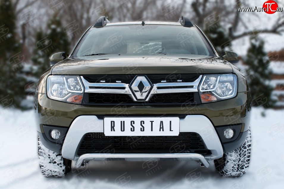 11 349 р. Защита переднего бампера (Ø42 мм волна, нержавейка) SLITKOFF  Renault Duster  HS (2015-2021) рестайлинг  с доставкой в г. Пермь
