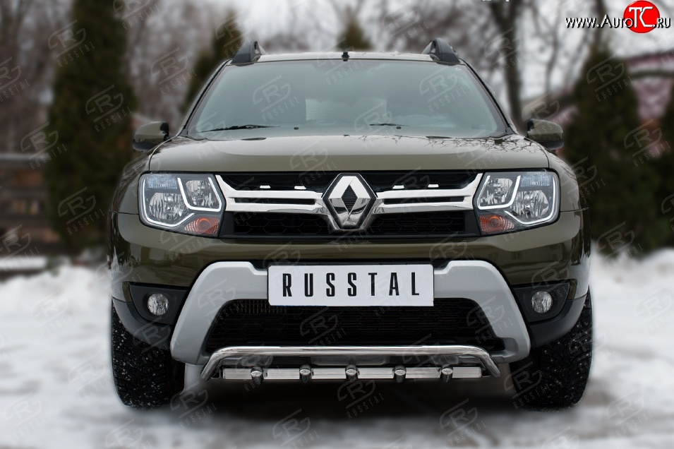 18 649 р. Защита переднего бампера (Ø42 мм с зубами, нержавейка) SLITKOFF  Renault Duster  HS (2010-2021) дорестайлинг, рестайлинг  с доставкой в г. Пермь