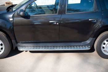 22 999 р. Широкая защита порогов из трубы диаметром 42 мм SLITKOFF v2  Renault Duster  HS (2010-2015) дорестайлинг  с доставкой в г. Пермь. Увеличить фотографию 2