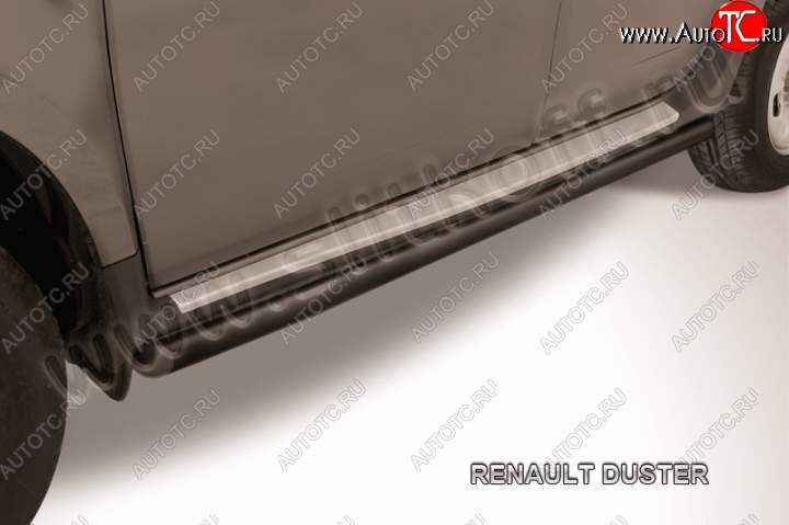 9 649 р. Защита порогов Slitkoff  Renault Duster  HS (2010-2015) дорестайлинг (Цвет: серебристый)  с доставкой в г. Пермь