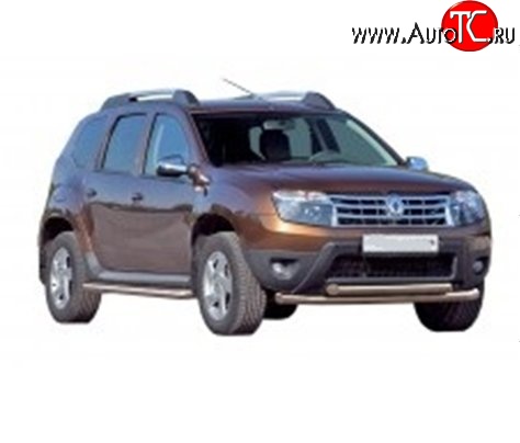 55 999 р. Широкая защита порогов из трубы диаметром 63.5 мм Металл Дизайн  Renault Duster  HS (2010-2015) дорестайлинг (сталь с полимерным покрытием, цвет серебро)  с доставкой в г. Пермь