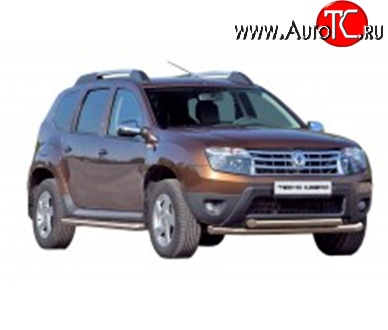 51 999 р. Защита порогов d63.5 мм Металл Дизайн  Renault Duster  HS (2010-2021) дорестайлинг, рестайлинг (Сталь с покрытием в цвет черный матовый)  с доставкой в г. Пермь