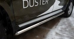 69 999 р. Защита порогов из круглой трубы диаметром 63 мм (рестайлинг) Russtal Renault Duster HS дорестайлинг (2010-2015) (Защита порогов с со скосами на торцах (вариант 1))  с доставкой в г. Пермь. Увеличить фотографию 2